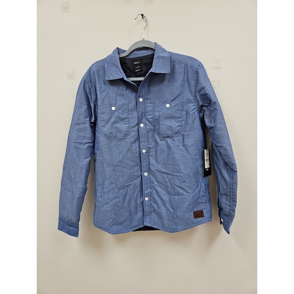 RVCA Chainmail Quilted Blue Button Up Shirt Jacket Mens Small  New With Tags